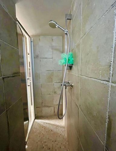 une douche avec pommeau de douche dans une salle de bain dans l'établissement Nid douillet d'Anglet, à Anglet