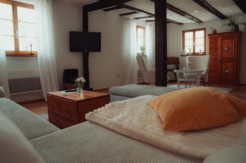Μια τηλεόραση ή/και κέντρο ψυχαγωγίας στο Ferienhaus Rustika