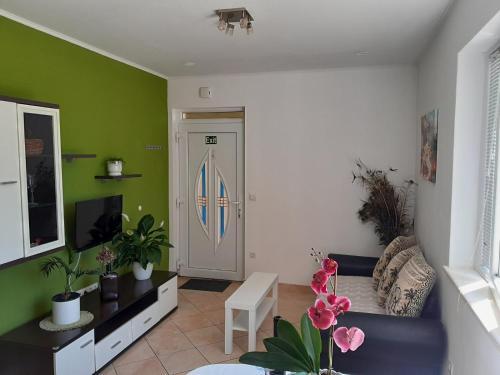 Televízia a/alebo spoločenská miestnosť v ubytovaní Apartments Karoma
