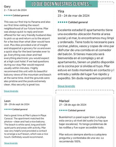 a screenshot of a page of a document at Escapada frente al mar, Piscinas y los Mejores Atardeceres -Playa Caracol- in El Quindio