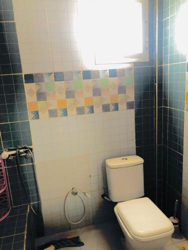 un baño con inodoro y ducha en Résidence Farhani, en Túnez