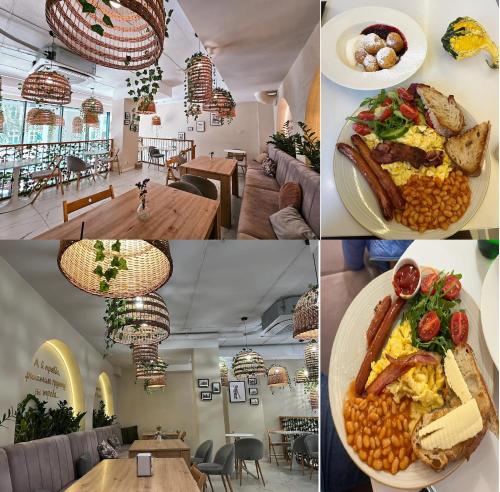 a collage of photos of a restaurant with plates of food at The Final Countdown in Katowice