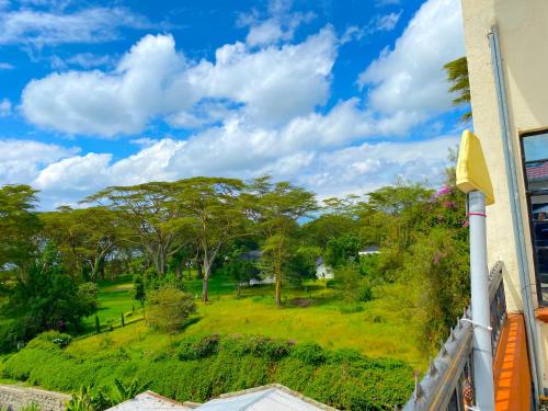 a view of a park from the balcony of a house at Lakeside Two Bedroom Penthouses in Goat Island