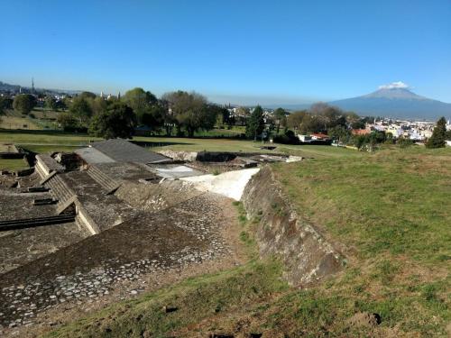 a view of the ruins of the amphitheater at El rinconcito in Cholula