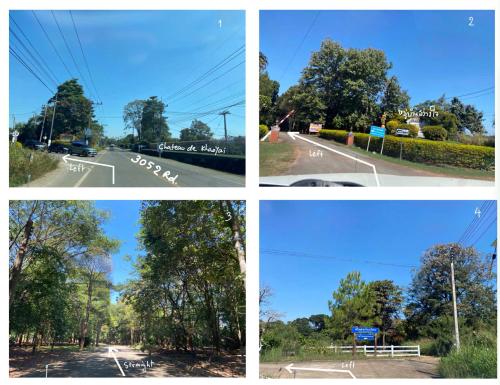 four different views of a street with a tree at Baan Ko Little House in Ban Rai Khlong Sai