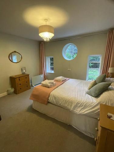 a bedroom with a large bed and two windows at 3 The Mews in Ryde