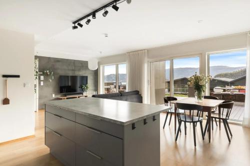 Η κουζίνα ή μικρή κουζίνα στο Large luxurious apartment with private terrace and parking