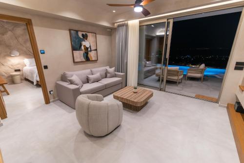 Posezení v ubytování Akres Luxury Sea View Villas