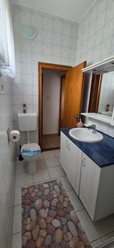 a bathroom with a sink and a toilet at Mária 93 in Balatonmáriafürdő
