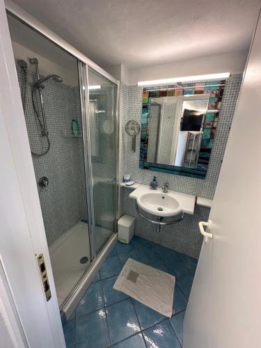 a bathroom with a shower and a sink at La Casa del Comandante in Ponza