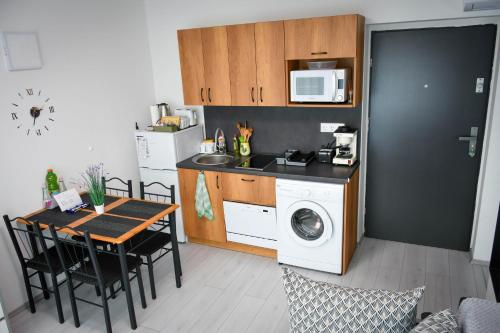 Kuchyň nebo kuchyňský kout v ubytování Borics Apartman