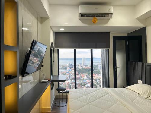 Ένα ή περισσότερα κρεβάτια σε δωμάτιο στο Apartment SeaView, Netflix, HighFloor