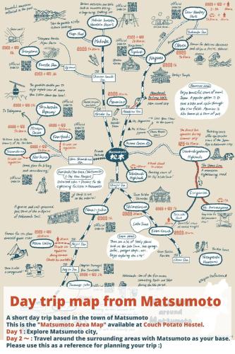 a map of the day trip map from melbourne at Couch Potato Hostel - Vacation STAY 88241 in Matsumoto