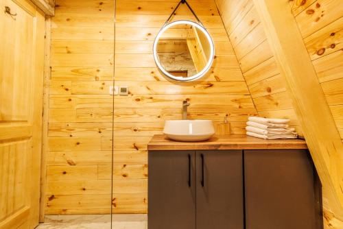 un baño con lavabo y espejo en Silence House, en Šavnik
