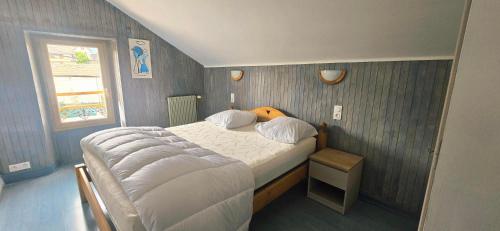 une chambre avec un lit et une fenêtre dans l'établissement Le Clémille, à Thonon-les-Bains