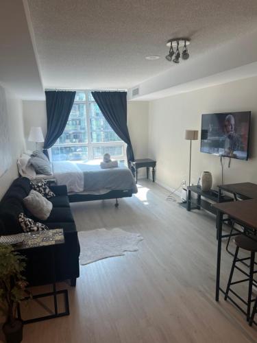 TV a/nebo společenská místnost v ubytování Downtown Toronto Cozy Suite