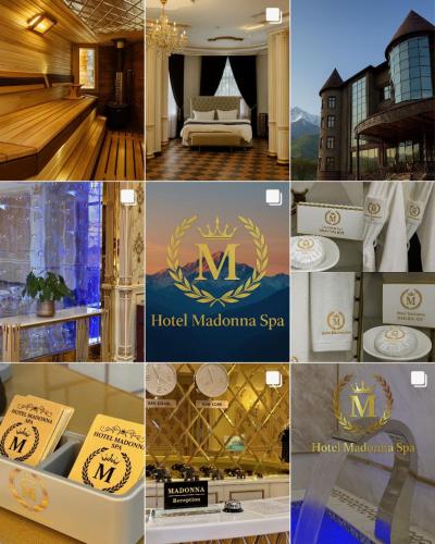 a collage of photos of a hotel marriott manolis spa at Hotel Madonna SPA in Kaskelen
