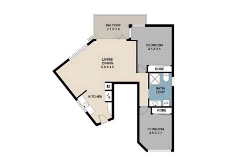 a picture of a floor plan of a house at Maroochydore Coastal Suite in Maroochydore