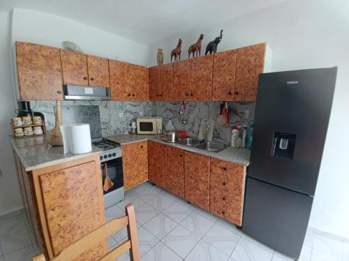 Thomas Apartment في هيماري: مطبخ مع موقد وثلاجة