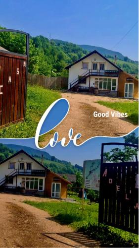 a collage of two pictures of a house at Casa Adela in Neagra