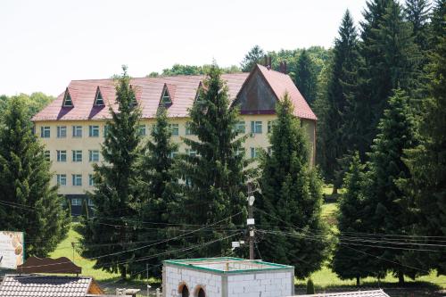 a large building with trees in front of it at Апартаменти в центрі Шаян in Shaian