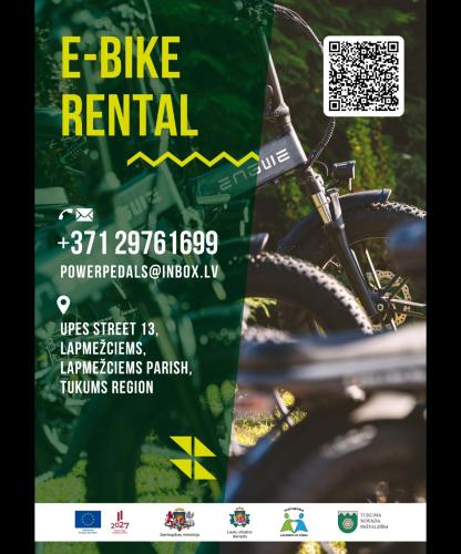 a flyer for a bike rental with a picture of a bike at Monikas in Lapmežciems