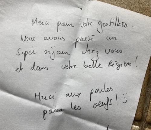 a piece of white paper with writing on it at Spacious apartment in old farm close to Lac de Vouglans in La Tour-du-Meix