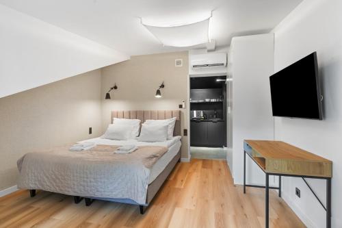 Katil atau katil-katil dalam bilik di Apartamenty Modra Warszawa