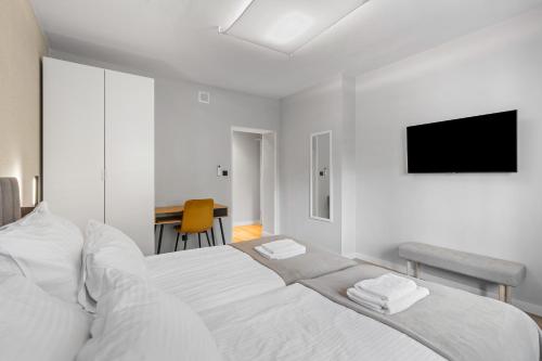 Katil atau katil-katil dalam bilik di Apartamenty Modra Warszawa