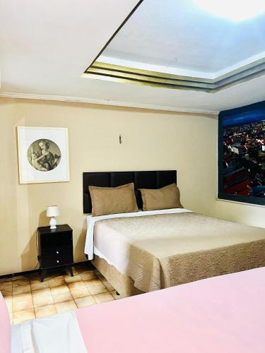 a bedroom with a bed and a window at Hotel Nacional in Sobral