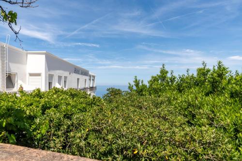 a white building with the ocean in the background at Hotel Bellavista in Anacapri