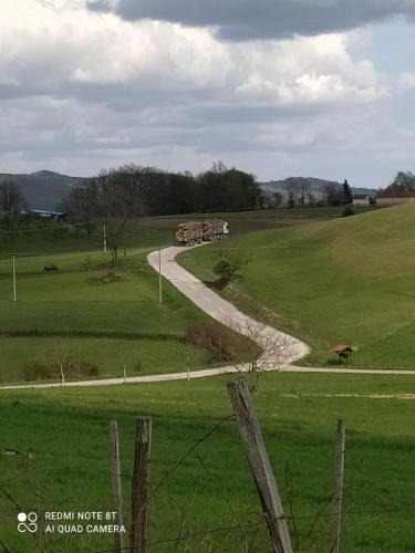a winding road in the middle of a green field at Etno kutak Jaćimović in Gornji Milanovac