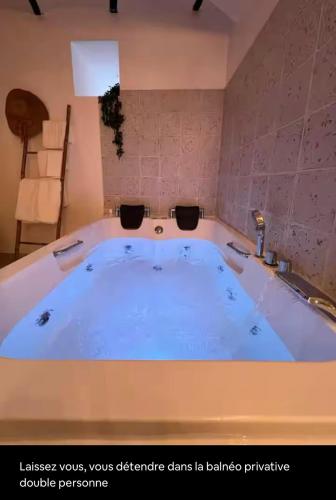 Cette chambre dispose d'une grande baignoire. dans l'établissement Appartement détente, à Valros