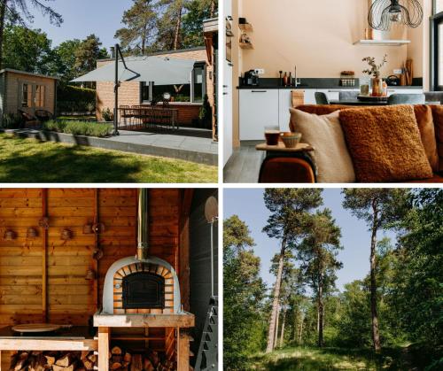a house with a wood fired oven in the backyard at Boshuisje Zunne in Zelhem