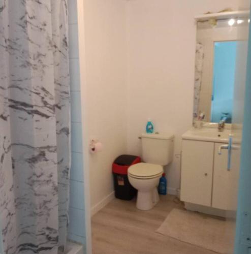 une salle de bain avec toilettes et lavabo dans l'établissement Proche Gare Arène & Carré d'art, à Nîmes