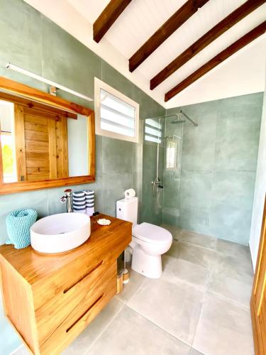 a bathroom with a sink and a toilet at Kôsy in Grand-Bourg