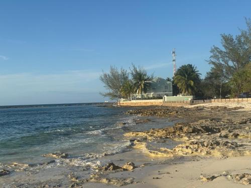 a beach with the ocean and palm trees at Sunset Cove - Vacation In Paradise! in Nassau