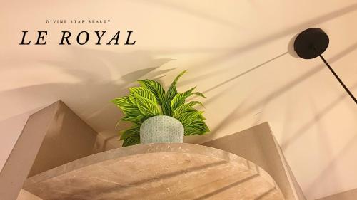 a potted plant sitting on top of a table at Le Tresor Benson Apartment at Supermal Pakuwon in Surabaya