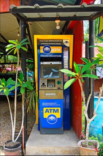 an atm machine sitting next to some plants at Adriana's Place Tropical Guesthouse in Panglao