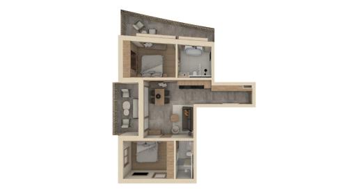 a rendering of a floor plan at Sandhof Apartments in Lech am Arlberg