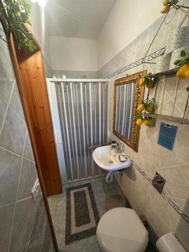 a bathroom with a toilet and a sink at Guest House Al Giardino dei Limoni in Favignana