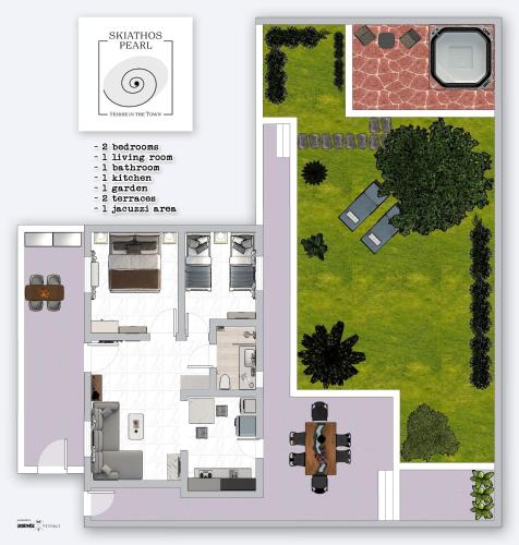 a floor plan of a house at Skiathos Pearl in Skiathos Town