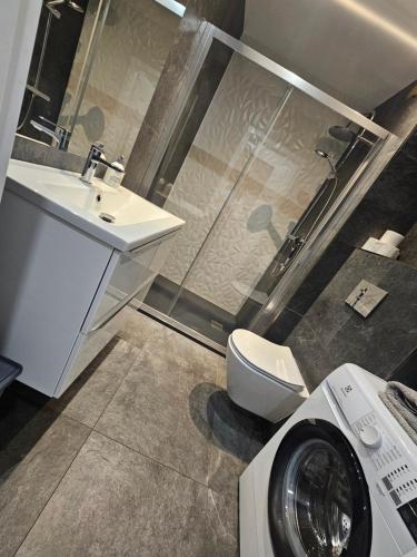 Koupelna v ubytování Apartament Sosnowskiego 39