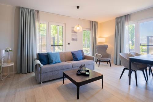 Χώρος καθιστικού στο 5-Sterne-Ferienwohnung Seestern - Urlaub zwischen Ostsee und Saaler Bodden