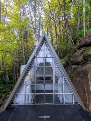 a triangular house in the middle of a forest at Cox Cargill in Vattavada