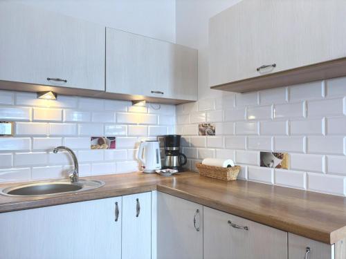 a kitchen with a sink and a counter top at Villa Concha-Apartamenty Bryza-Parking in Świnoujście