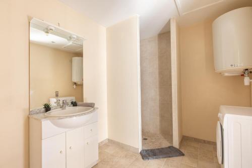 アプトにあるLe Lavandin - 3 to 4 beds - Hypercentre - Wifiの洗面台とシャワー付きのバスルーム