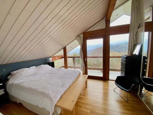 Ένα ή περισσότερα κρεβάτια σε δωμάτιο στο Saint-Jorioz, villa , terrasse 8pers