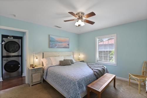 a bedroom with a bed and a ceiling fan at Fort Freedom in Beaufort