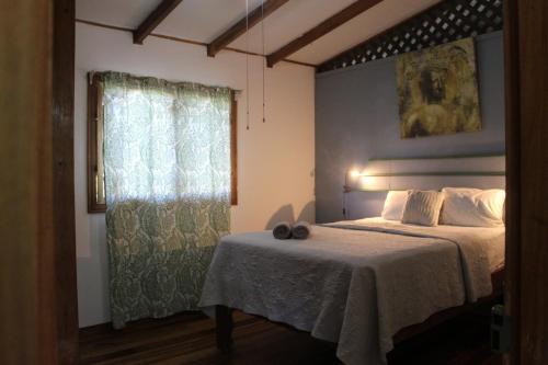 a bedroom with a bed and a window at Brisas del Caribe 3 in Tapantí